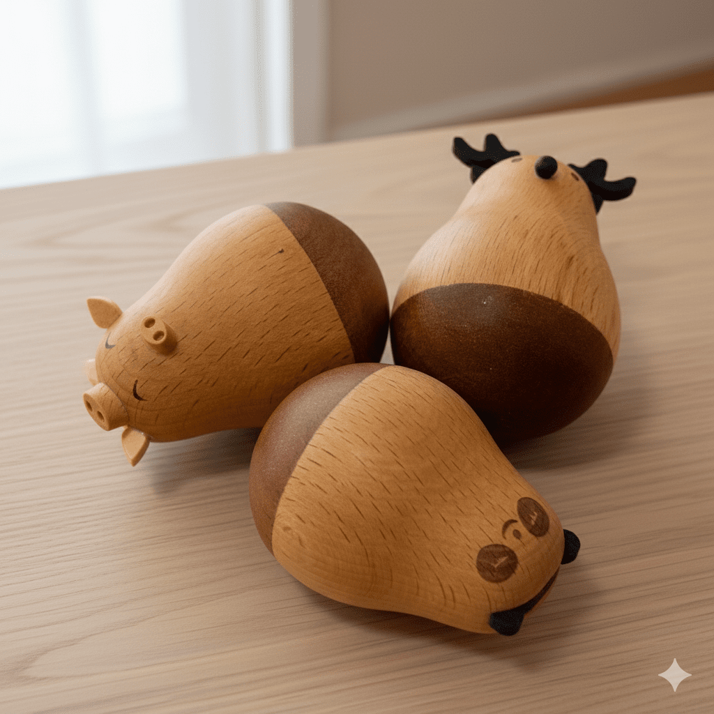 Cute Deer rocking desk figure with smooth polished surface