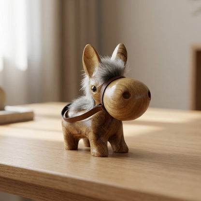 Wooden desk ornament used as a decorative piece on a work desk