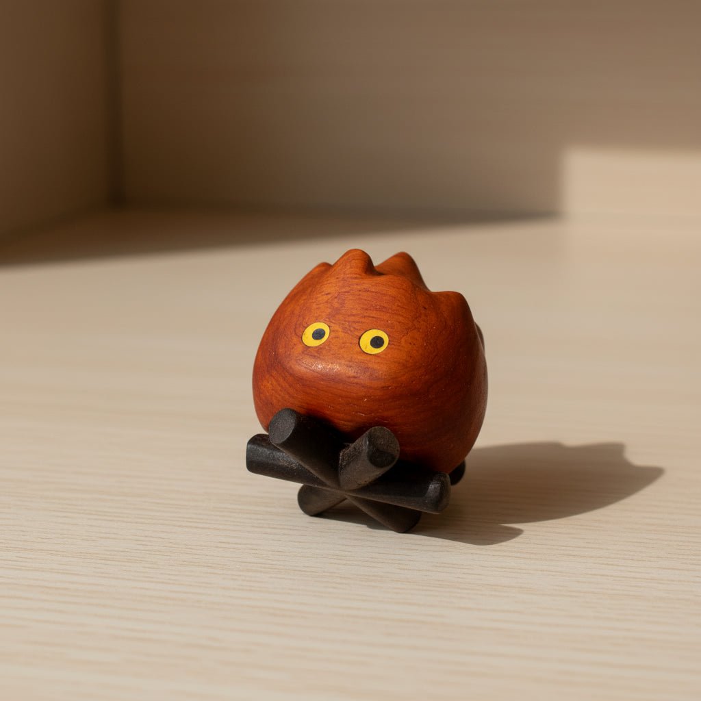 Side view of a walnut wood charm with magnetic back