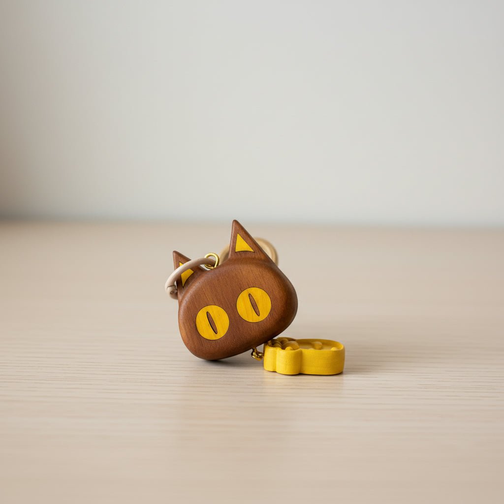 Wooden desk ornament placed on a tabletop as a funny desk gadget