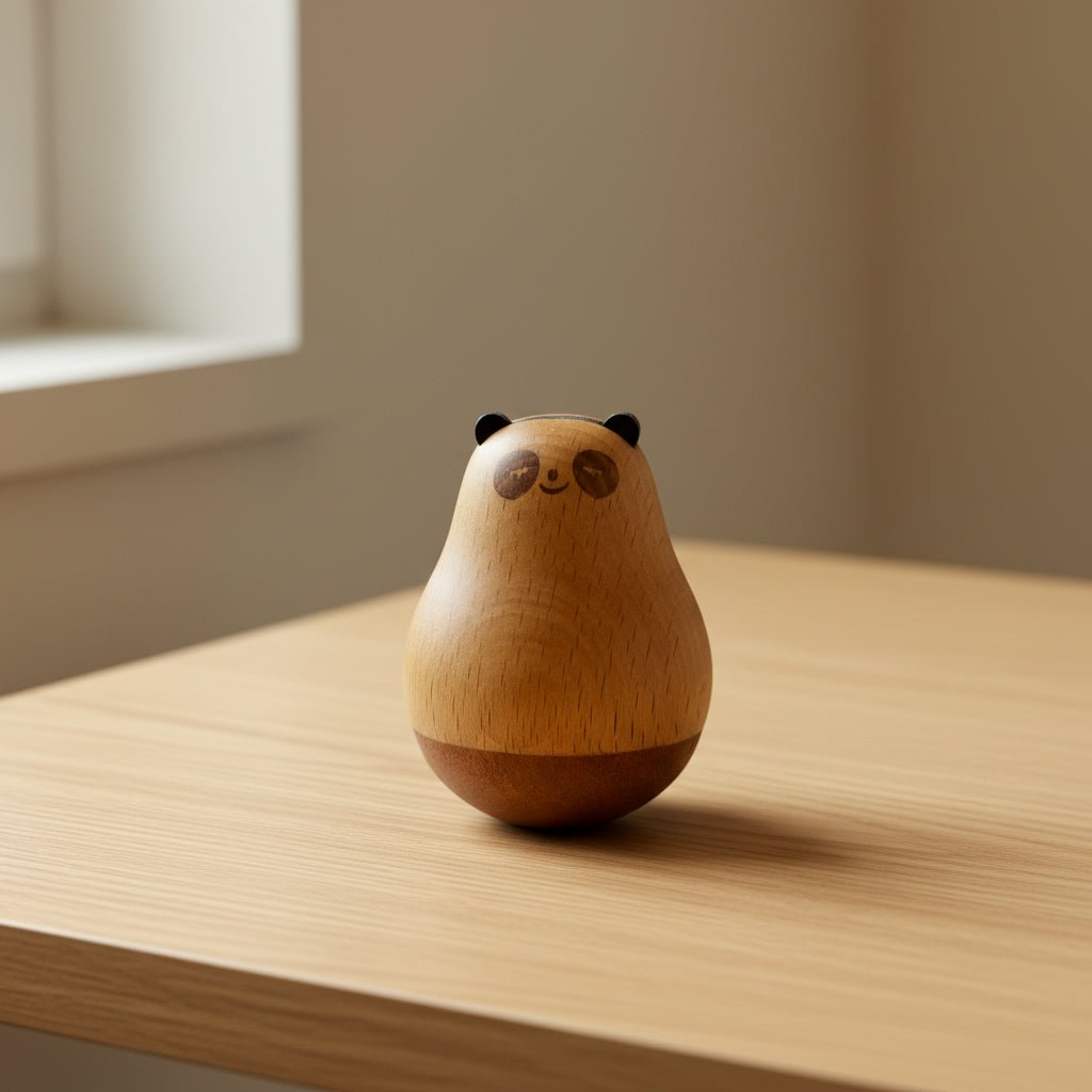 Cute Panda Rocking Desk Figure on a desktop