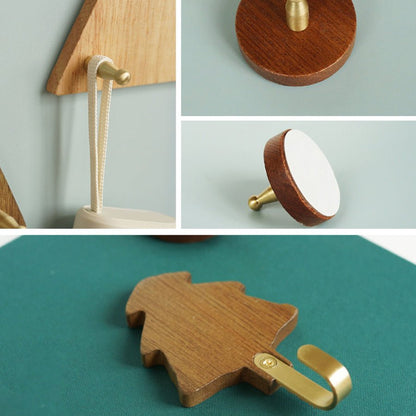 Side view of a wooden wall hook mounted on a wall