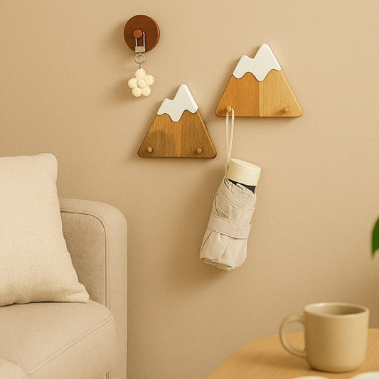 Wooden wall hook mounted on a wall for simple wall decor