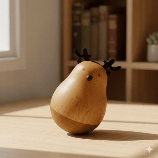Cute Deer rocking desk figurine on a desktop