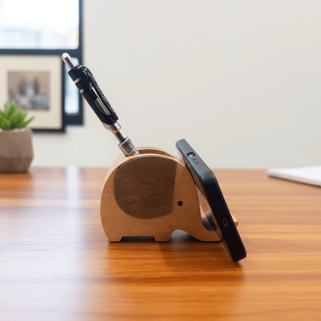Elephant pen holder used on a study desk